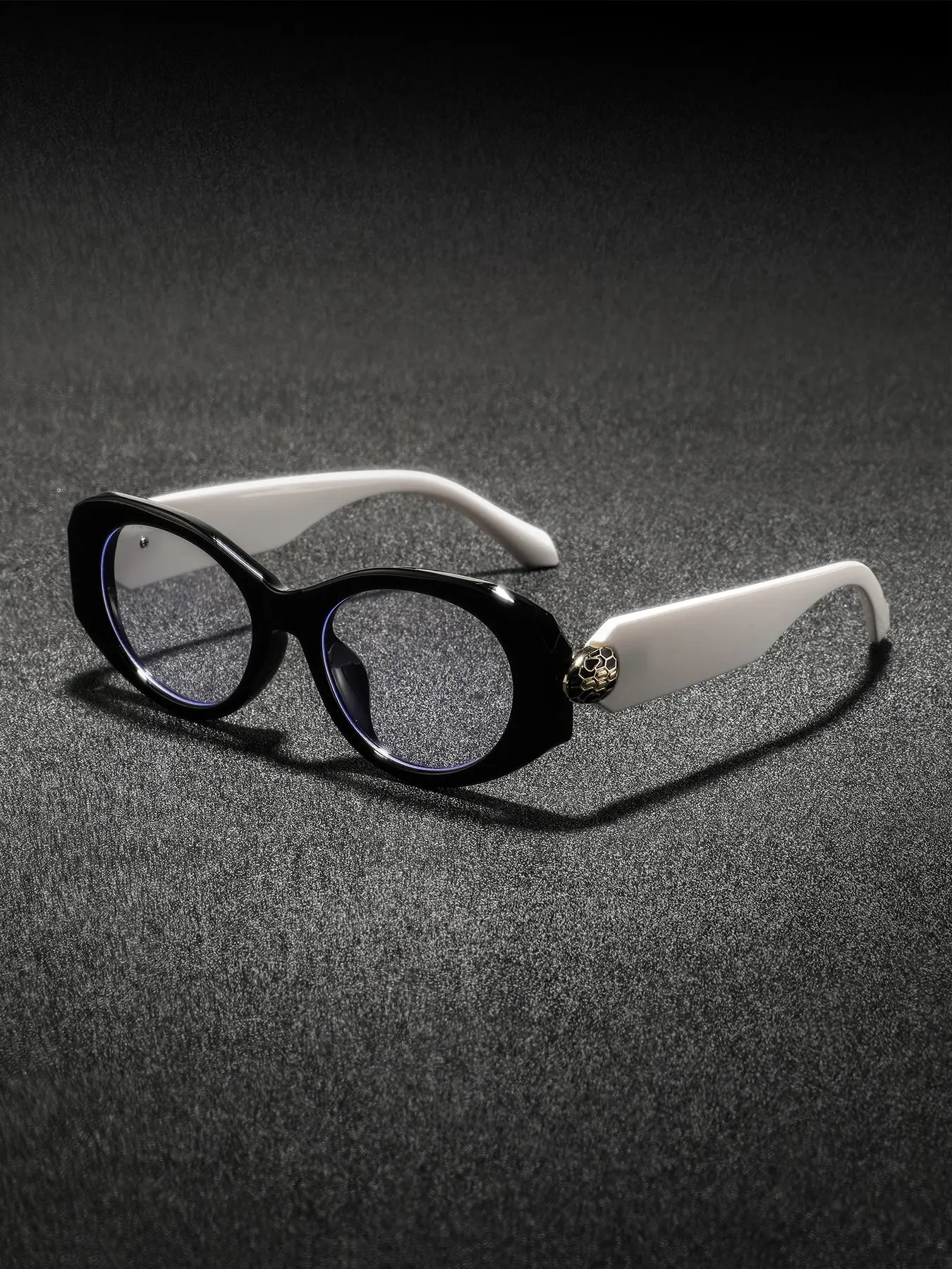 Women's Plastic Oval Wide Frame Full Rim Snake Head Leg Decorations, Fashion Casual Party Trendy Glasses, All Seasons