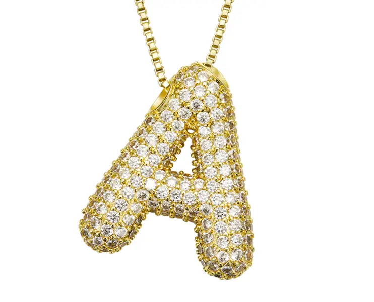 Initial Shape Letter A Costume Jewelry Necklace with Crystal Stones, Casual Fashion Accessory for Daily Wear