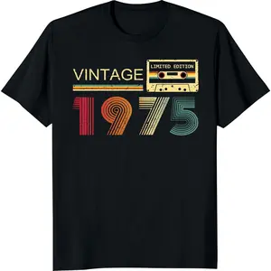 100% Cotton Men'S Vintage 1975 T Shirts For Men 50Th Birthday Gifts For Men Dad Fathers Day Birthday Gifts For Husband Friend 1975 Tshirt Golf Gift T-Shirt For Men And Women