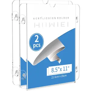 Window Sign Holder with Suction Cup 8.5 X 11, Clear  Frames Glass Door Wall Mount Advertising Signage Sign Holder for Mall, Office, Home, Store, Restaurant