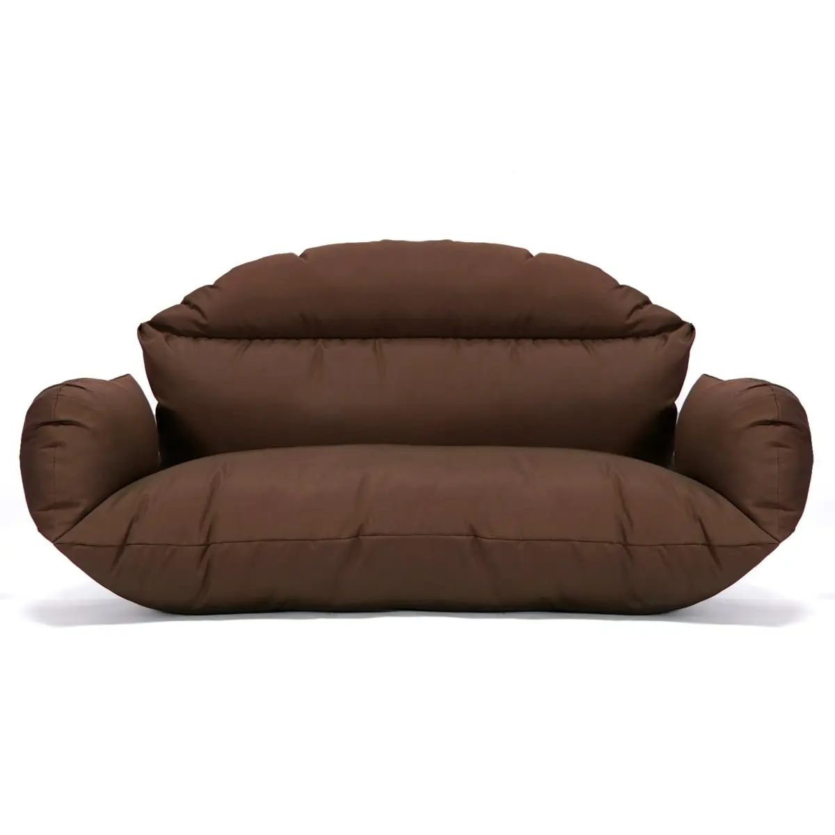 LeisureMod ES57C-BR Hanging 2 Person Egg Swing Cushion, Brown, Deep Seated, Two-Person, Patio Swing Chair, Outdoor Swing Chair