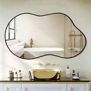 Irregular Wall Mirror - Wall Mirrors Decorative 20"x36" Black Asymmetrical Mirror Tempered Glass Aviation  Alloy Frame for Bathroom, Bedroom, Living Room, Cloakroom, Entryway