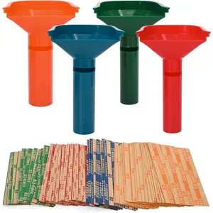 150 Assorted Flat Striped Coin Wrappers & 4 Coin Sorters Tubes, Color-Coded Coin Counters, Easy to Load