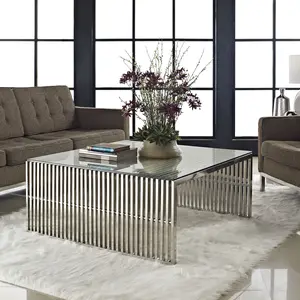 Modway Gridiron Coffee Table in Silver