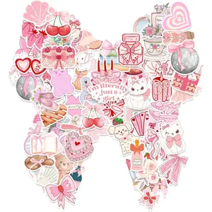 100pcs Coquette Stickers, 100 Styles Pink Asthetic Coquette Stickers for Water Bottle Kindle Laptop Phone Decor