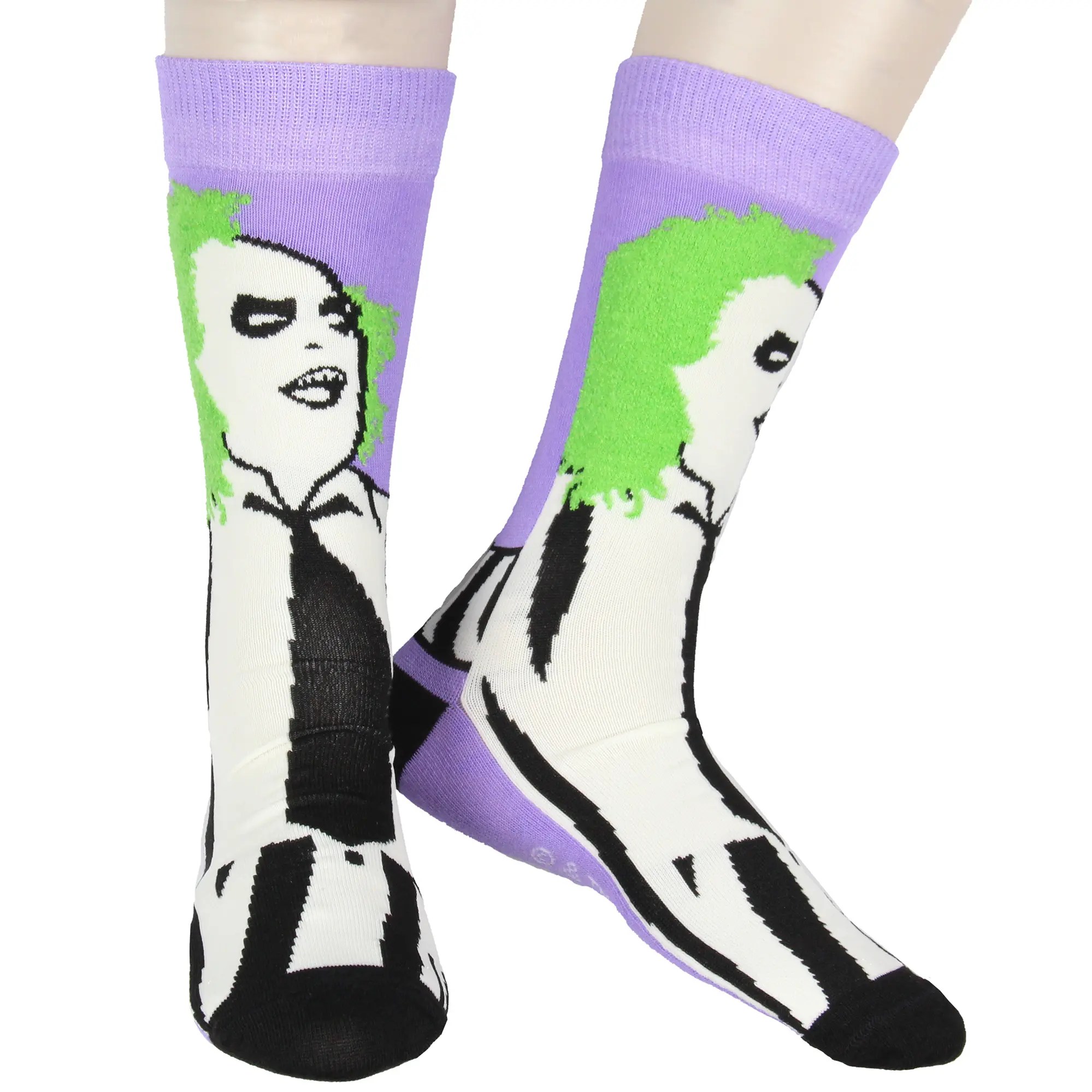 Beetlejuice Socks Tim Burton Beetlejuice Movie Character Novelty Knit Mid Calf Men's Crew Socks Shoe Size 6-12