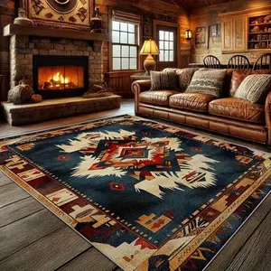 Tribal Rug  Rustic Aztec for Living Room,Washable Rugs for Bedroom, Southwest Boho Indian Home Decor, Native American Gifts for Mother Day Bohemian Style Rugs Decorative Rug