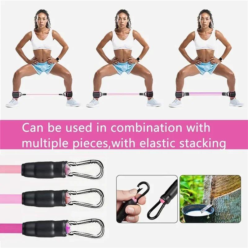 11pcs Yoga Resistance Band Set for Leg and Hip Sculpting, Multi-Level Tension Fitness Equipment with Ankle Straps, Ankle Support, and Foot Ankle Protection Kit