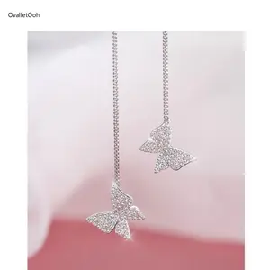 Women's Elegant Rhinestone Butterfly Tassel Dangle Earrings - Stylish Accessories for Women, All-Match Jewelry, Ideal for Daily Wear, Party Use