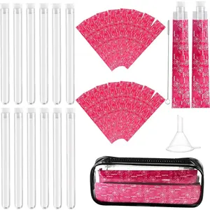 39 Pcs Secret Tampon Flasks Set for Women Includes 12 Reusable Plastic Flasks for Girls, 24 Self Adhesive Wrappers, 1 funnel,1 Clear Box, Flasks for Cruise Event, Concert, Outdoor Sports