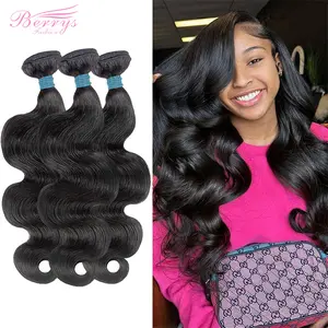 Berrys Hair 5A Flat Band Virgin Hair Bundles Body Wave 100g Unprocessed Human Hair Bouncy Texture Heat Resistant Wavy Black Extensions for Women Wavy Hairpieces Glueless Pre Style hair extensions