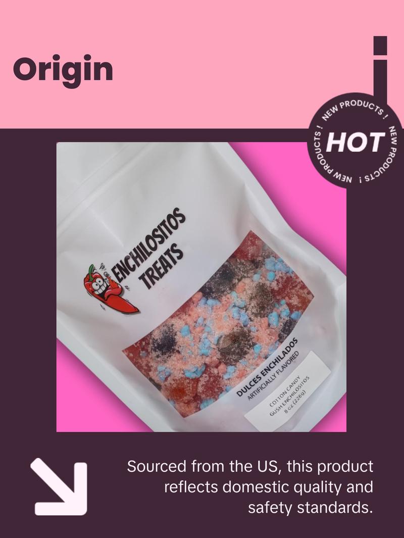 Half Pound cotton candy strawberry gushies Sweet  by Enchilositos Snack Soft Bonbon Corn