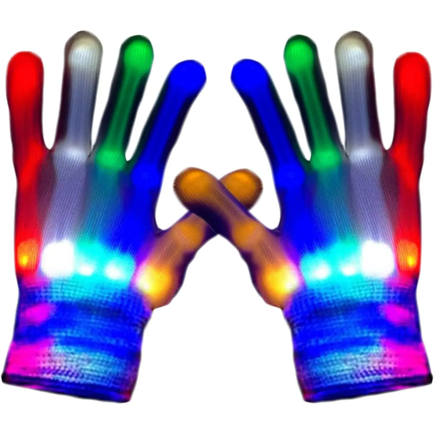 Led Gloves 5 Colors 6 Modes Light up Gloves Rave Finger Light Flashing Gloves Cool Fun Toys (L)