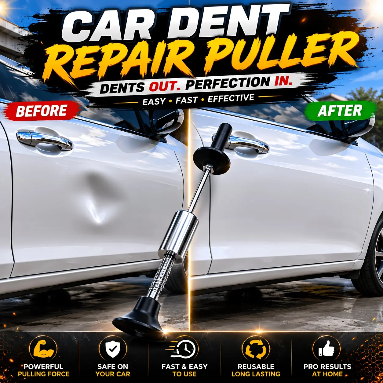 Remover Repair Puller Dent Removal Tool Auto Dent Repair Tool Metal Rubber Suction Portable Suitable for Home Garage Car, Small and Big