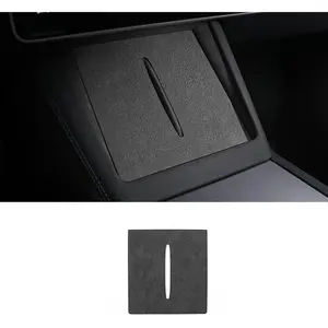 BETTERHUMZ Car Center Console Charging Holder Pad for Tesla Model 3 Highland 2024 Model Y Juniper 2025 2026 for Alcantara Carbon Fiber Interior Decor Trim Tuning Accessories (Suede Black)