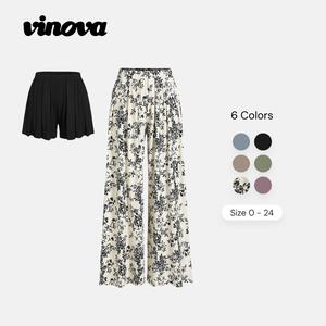Vinova Women's Stretchy Wide Leg Pants with Pockets, Elastic Waisted Lightweight Work Pants, Office & Daily Stretch Trousers, Available in Multiple Colors & Sizes, Breathable Lightweight Fabric for All-Day Wear, Lady Comfort-First Work Pants