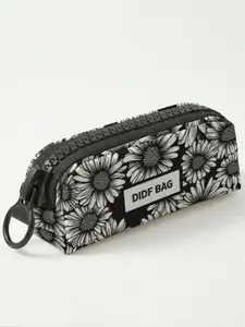 1 piece of daisy pattern + 'DIDF BAG' 2D printed large zipper pencil case, storage bag, spacious zipper makeup bag for school supplies and stationery, durable polyester