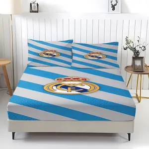 Real Madrid Emblem Themed Bed Sheet, Including 1 Bed Sheet And 2 Pillowcases, Anti Slip Dust Cover Suitable For Teenagers And Adults In Bedrooms And Guest Rooms, Suitable For Personal Use Or As a Gift Bedding Set