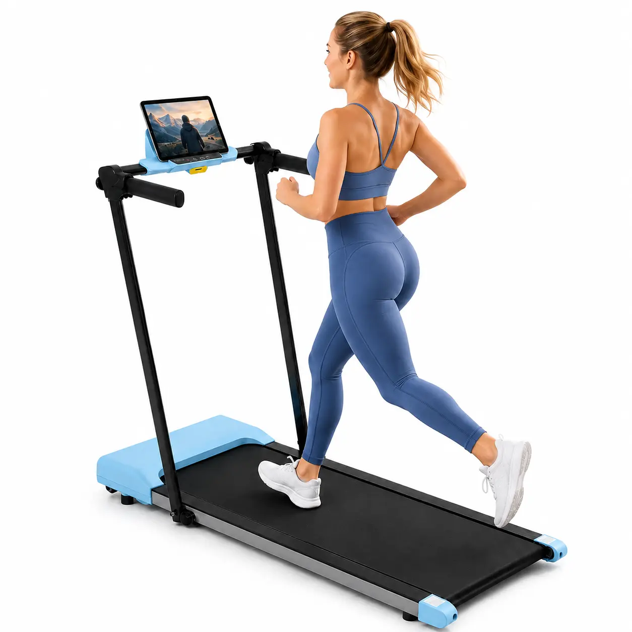 Home Treadmill with LED Display, 7.5 MPH Walking Jogging Running Machine, Compact Cardio Exercise Equipment with Transport Wheels for Home Fitness