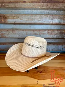 Los Vaqueros Straw Hat Regular Crown Disco Tan White