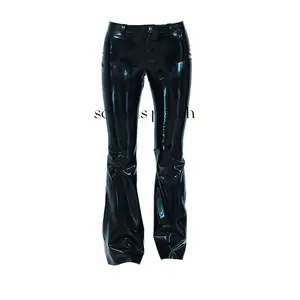 Pure Natural Latex Pants High Elasticity Latex Bell Pants Slimming Bodysuit