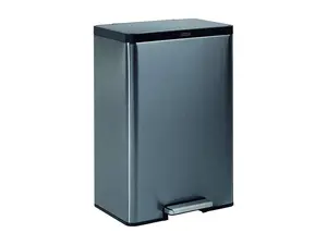 Rubbermaid 2112520 Elite Step-On Trash Can -12 gallon - Metal, Charcoal Stainless Steel/Black
