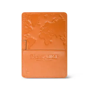 Only Brand Full Grain Leather Passport Holder Sleeve , RFID Protected, 8 Card Slots, Slim Travel Wallet in Sonoran Desert Brown