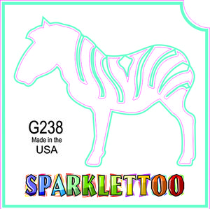 212 MAIN Ruby Red Zebra Outline Glitter Print Tattoo Stencil (G238-2) - FDA Safe, 2-Ply Paper, 1.5x2.3x2.3 in, 100-Pack for Men's Costume & Special Occasion Accessories