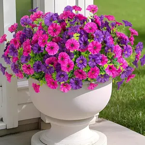 8 Bunches of UV-Resistant Violets, Outdoor Artificial Flowers, Gift Artificial Flowers, Artificial Outdoor Plants, Suitable for Indoor Home Decoration, Spring Decorations