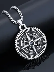 Punk Street Cool Stainless Steel Pendant Retro Pirate Viking Fashion Compass Hip Hop High End Necklace