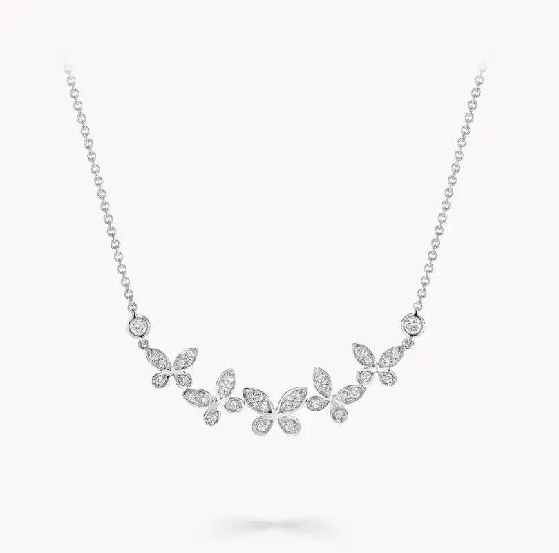 Pre-owned Graff Butterfly Petite Pavé Diamond Line Pendant white gold，full set