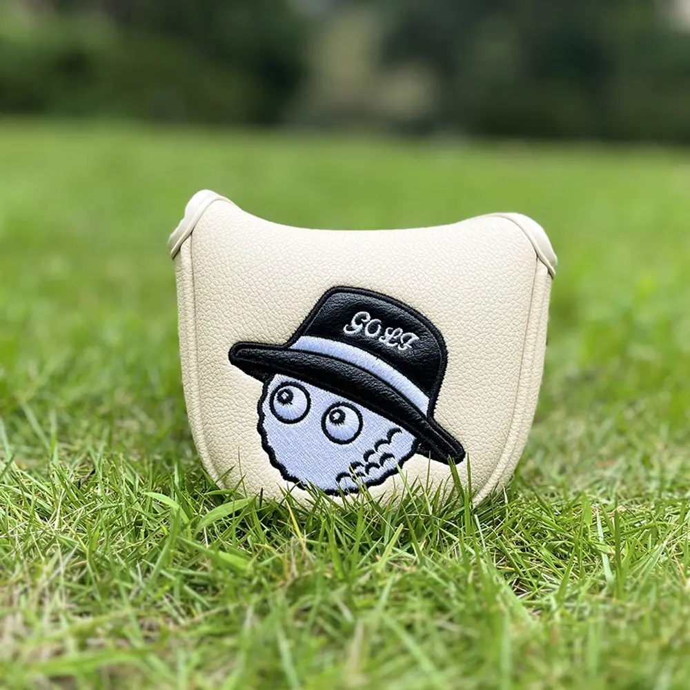 Cartoon Embroidered Golf Club Cover, Magnetic Closure, Waterproof & Wear-Resistant PU Fabric, Super Soft Inside Liner, Golf Accessories, Essential Golf Accessory, Golf Gear, Golf Gift Accessory