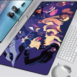 PKM Purple Ghost Type Anime Desk Mat Japanese-Inspired Mousepad Gaming Deskmat Background Decor