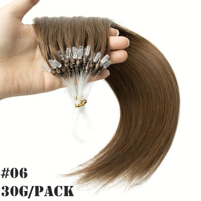50 Strands Micro Ring Micro Loop Human Hair Extensions 30g, Natural Straight 12-28 Inch, Fish Line Design, No Glue Easy Install, Thin Ends Silky Smooth, No Tangle No Shedding, Invisible Natural Look for Women Daily & Party Use