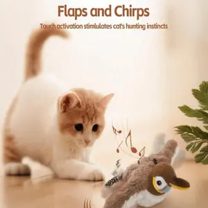 Remote Control Bird Cat Toy, USB Rechargeable, Durable Chew-Resistant, Mimics Bird Sounds, 3 Speed Settings, Indoor Pet Toy with Catnip
