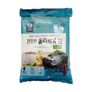 O'Food Korean Roasted Seaweed Snacks with Olive Oil - 4 Packs, 80g - Crispy Savory Gim for Sushi, Rice, and Healthy Snacking