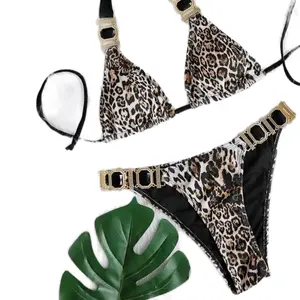 Leopard Rhinestone Bikini