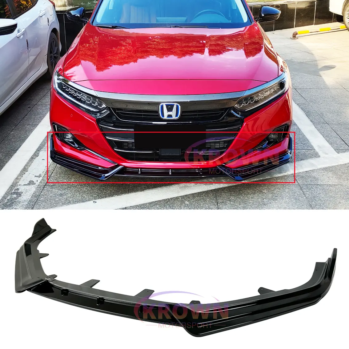 FITS 2021+ HONDA ACCORD V2 STYLE 3PCS GLOSSY BLACK FRONT BUMPER LIP SPLITTER KIT