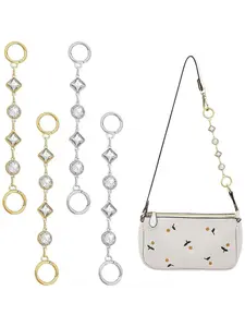 Elegant Silver Color Crystal Chain Wallet Strap Set, Decorative Accessories for Handbags, Stylish Replacement Belt for Purses