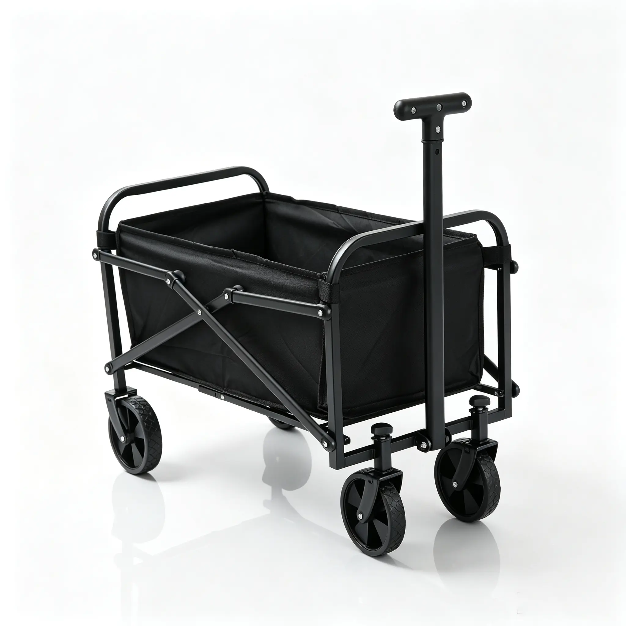 32L Folding Wagon Cart with Adjustable Handle, Portable Camping Utility Cart for Outdoor, Sports, Garden and Beach