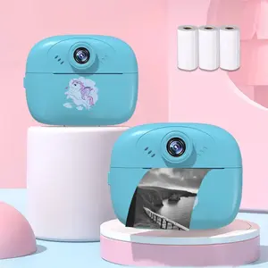 Kids Photo Printing Camera - Portable Pink Instax with Front and Back Dual Cameras, 1 Second Shooting & 3 Seconds Making Film, Instant School Gift