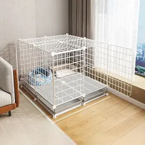 Small Medium Dog Cage Indoor with Toilet Separated Pet Kennel, Corgi Teddy Pomeranian Dog Bed Home Dog Fence, Enclosure
