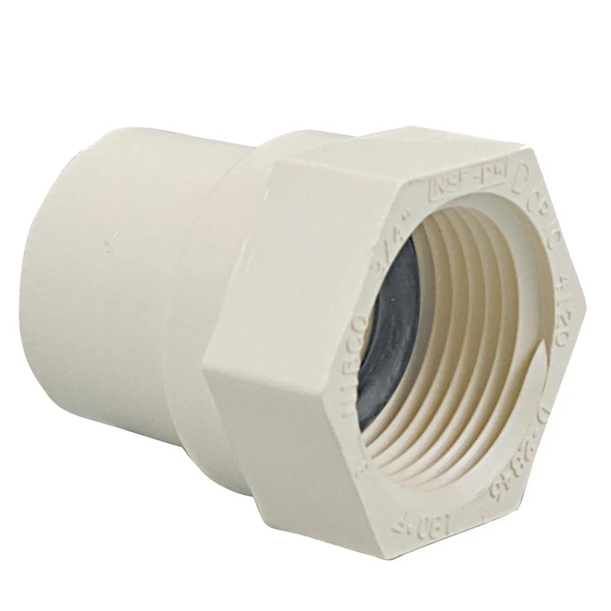 Nibco 300731 212 MAIN CPVC Plastic Water Pipe Adapter - Slip Type, Slip x FIPT Female, High-Temp for Boating Water Sports