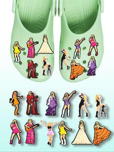 cartoon singer themed shoe decoration charms, cute pvc shoe accessories for women's clogs, fashionable shoes decorations for clogs
