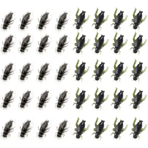 40 count 2 Colors Black Cricket Shape Fishing Soft Lures Super Simulate  Artificial
