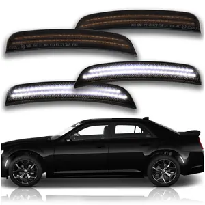 Smoked LED Side Marker Lights Kit For Chrysler 300 Sedan 2015-2024 White  LED Turn Signals Front & Rear bumper Side Marker Lamps 4PCS