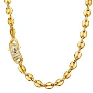 6mm Necklace  Pig - Goldplated with Cubic Zirconia Lock Clasp for Stylish Accessory