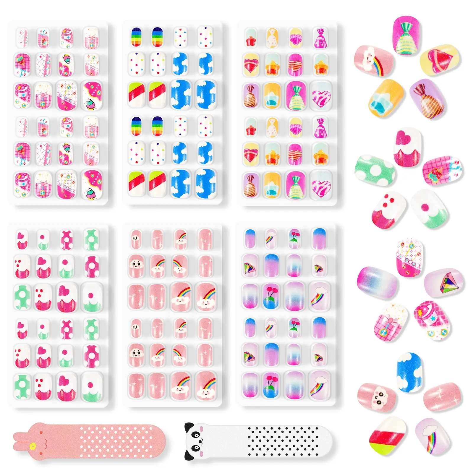 Aliver Nail Wrap, 4 Theme Designs, Colorful and Vivid, Eco-Friendly Material, Safe for Children, Easy Wear and Remove, Multi-Pack