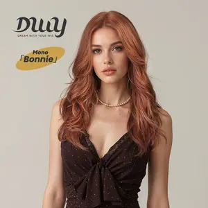 Bonnie -DWY Mono Lace Front Free Part Mid-Length Curly Reddish Brown Glueless Synthetic Wig for Women 20 Inches