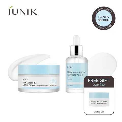 [IUNIK Official] Beta Glucan Barrier Recovery Duo | Beta Glucan Serum + 3X Barrier Cream | Deep Moisture & Barrier Repair for Dry, Sensitive Skin | Korean Skincare, K-Beauty
